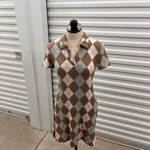 Plaid Brown and Cream Women's Dress